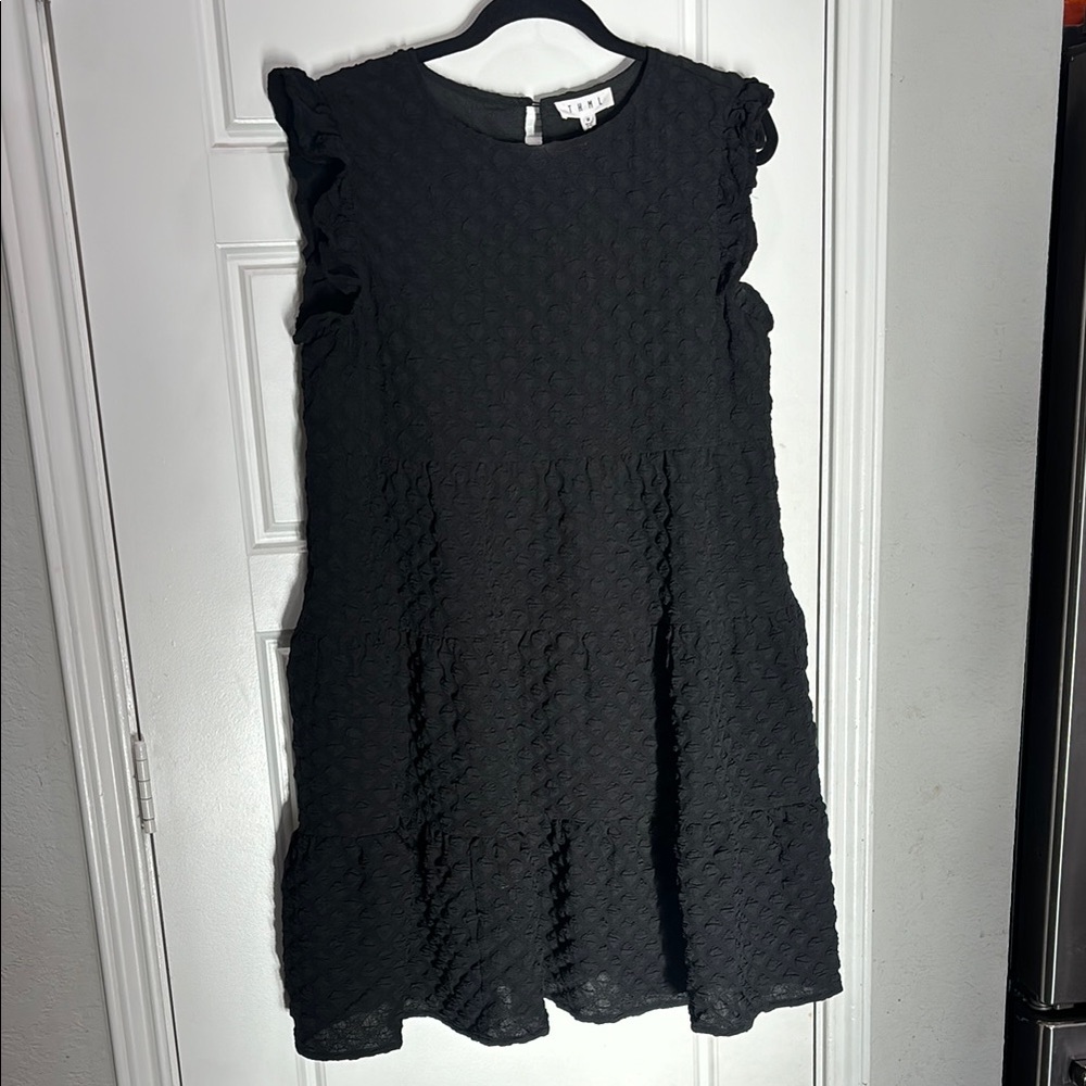 THML Black Textured Sleeveless Dress